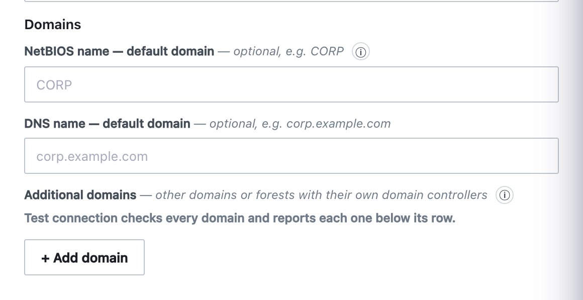 Directory drawer: default domain and additional domains.