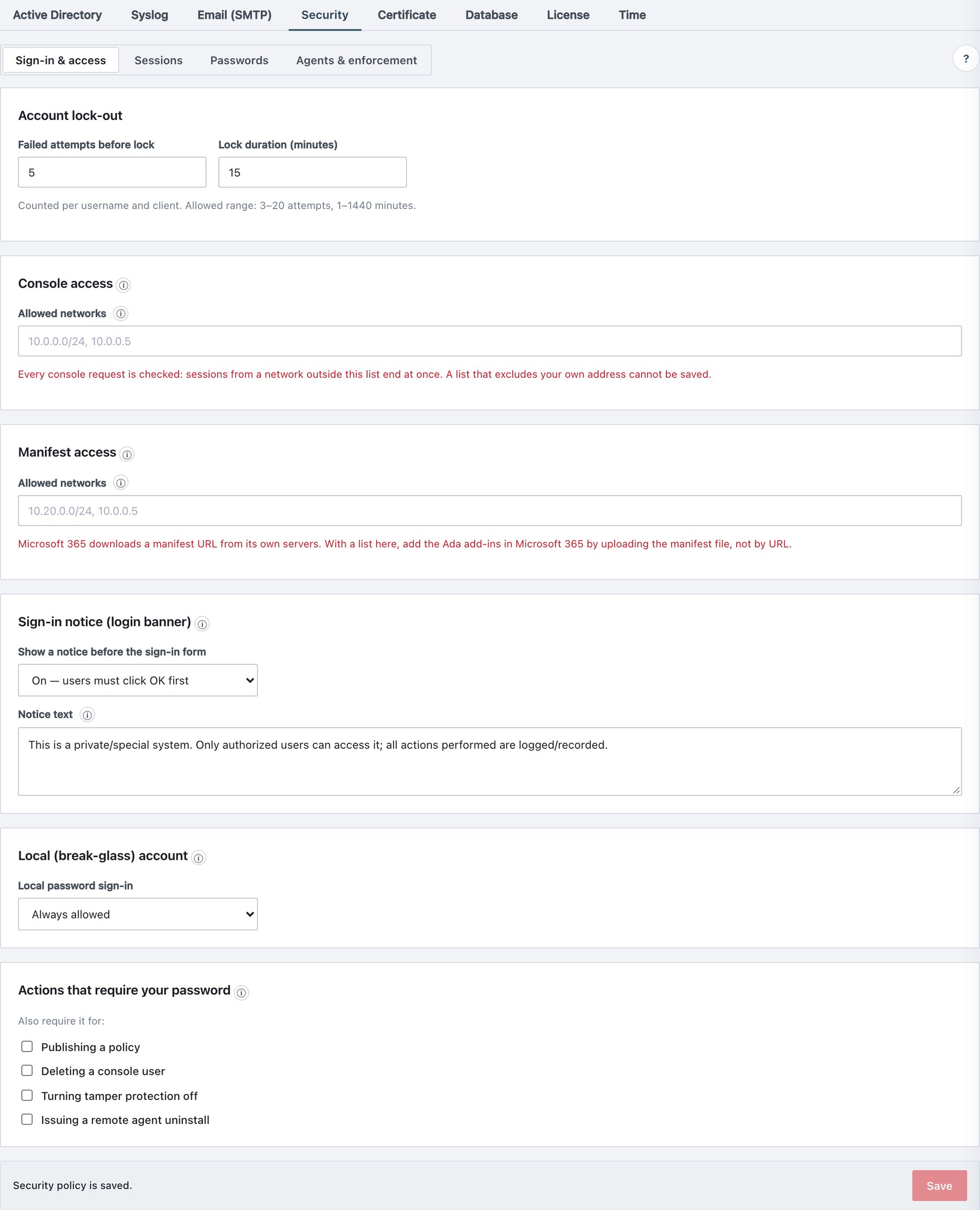 Settings → Security → Sign-in & access.