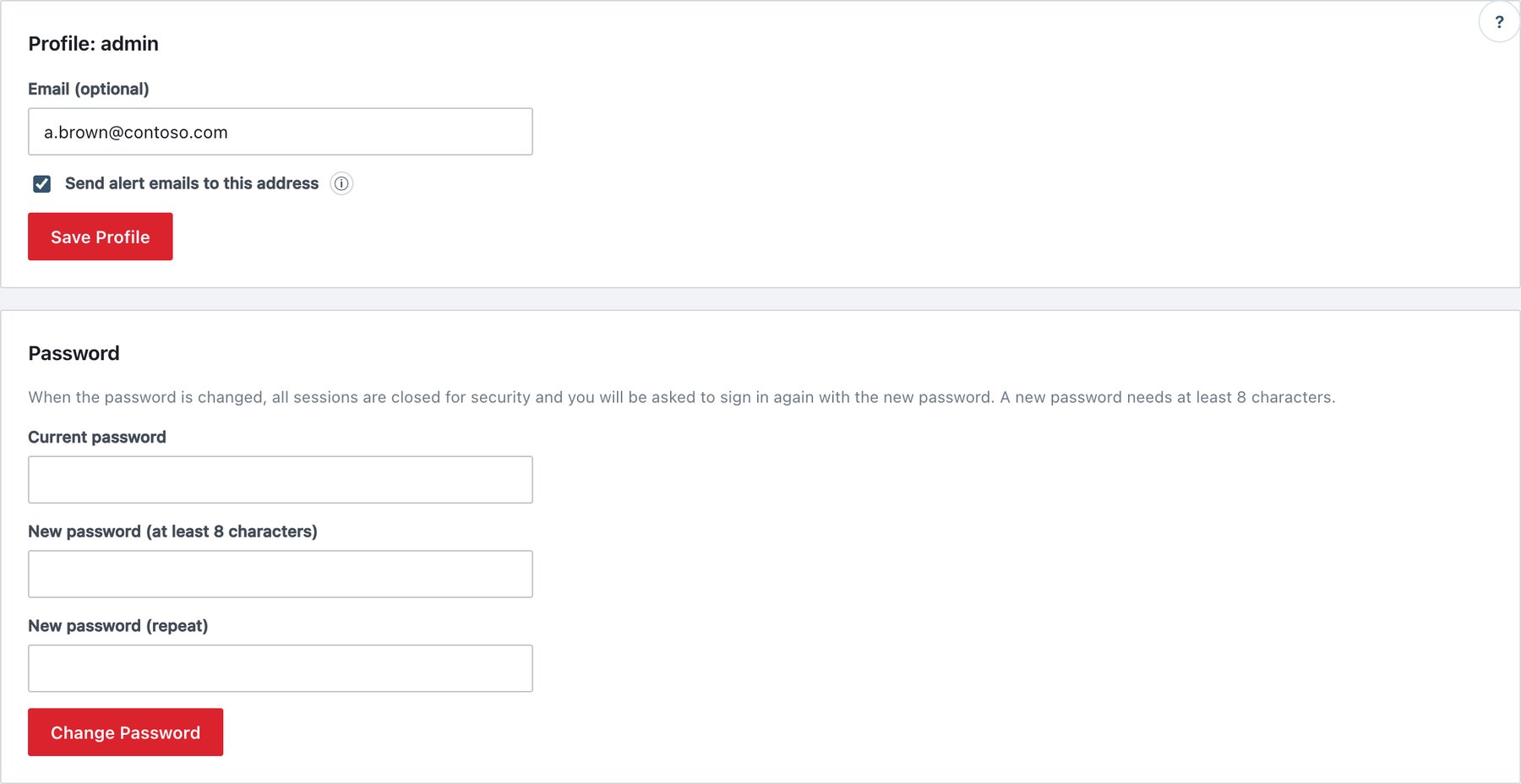 The Account page.