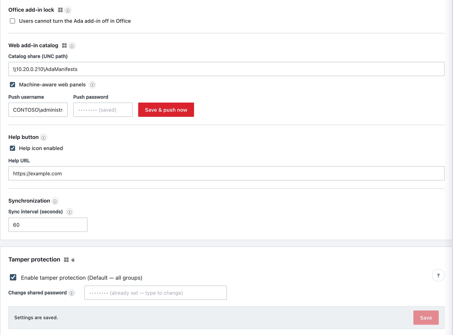Agent Rules, second part: Office add-in lock, web add-in catalog, help button, synchronization, tamper protection.