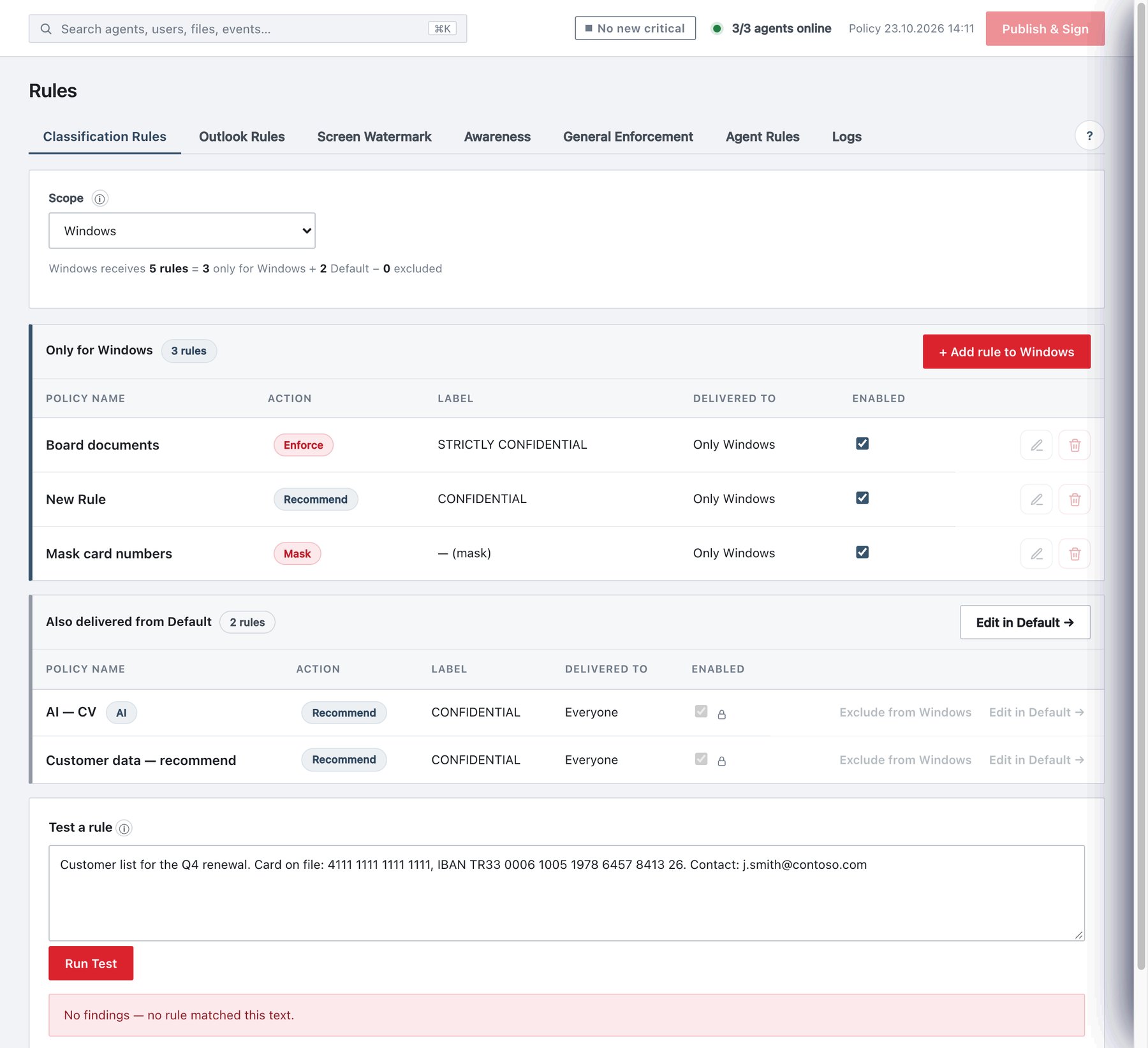 Scope set to a group: rules only for this group plus the rules it inherits from Default.